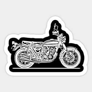 CB750 Motorcycle White Sketch Art Sticker